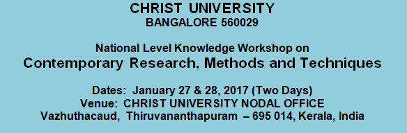 National Level Knowledge Workshop on Contemporary Research, Methods and Techniques, Thiruvananthapuram, Kerala, India