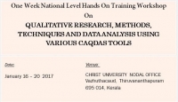 Training Workshop on Qualitative Research, Methods, Techniques And Data Analysis Using Various Computer Assisted Qualitative Data Anlysis (Caqdas) Tools