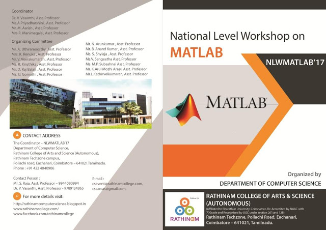 National Level Workshop on MATLAB - NLWMATLAB'17, Coimbatore, Tamil Nadu, India