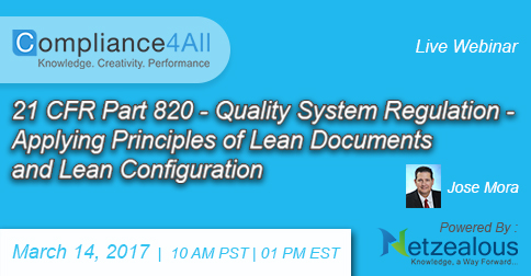 Applying Principles of 21 CFR Part 820 Quality System Regulation, San Diego, California, United States