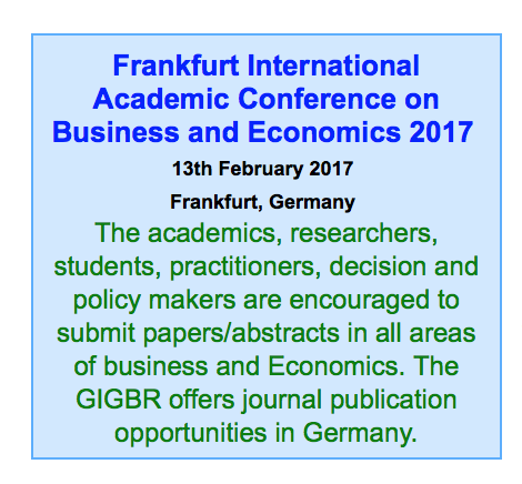 Frankfurt International Academic Conference on Business & Economics 2017, Frankfurt am Main, Hessen, Germany