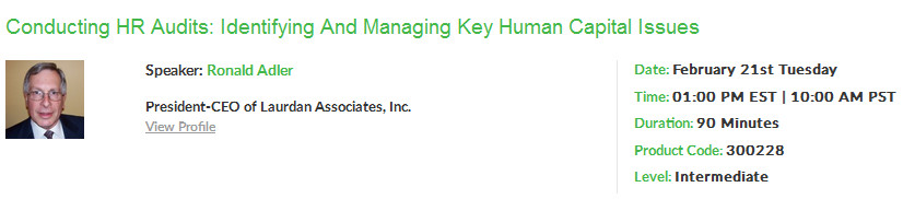 Conducting HR Audits: Identifying and Managing Key Human Capital Issues, New York, New York, United States