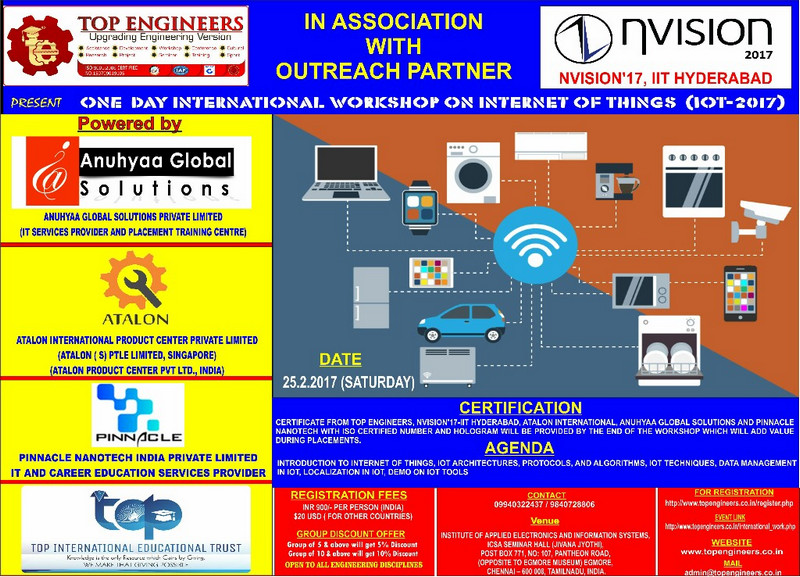 One Day International Workshop on Internet of Things (IOT-2017), Chennai, Tamil Nadu, India