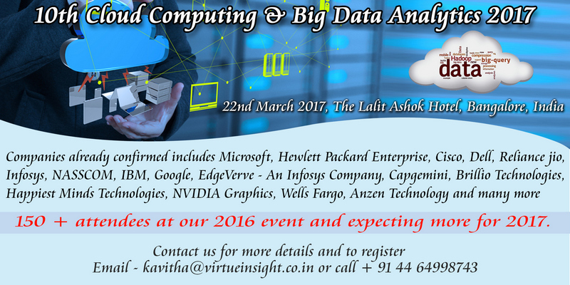 10th Annual Cloud Computing & Big Data Analytics 2017, Bangalore, Karnataka, India