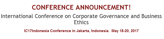 International Conference on Corporate Governance and Business Ethics, Central Jakarta, Jakarta, Indonesia