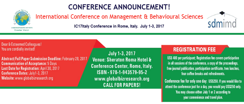 International Conference on Management & Behavioural Sciences, Rome, Lazio, Italy