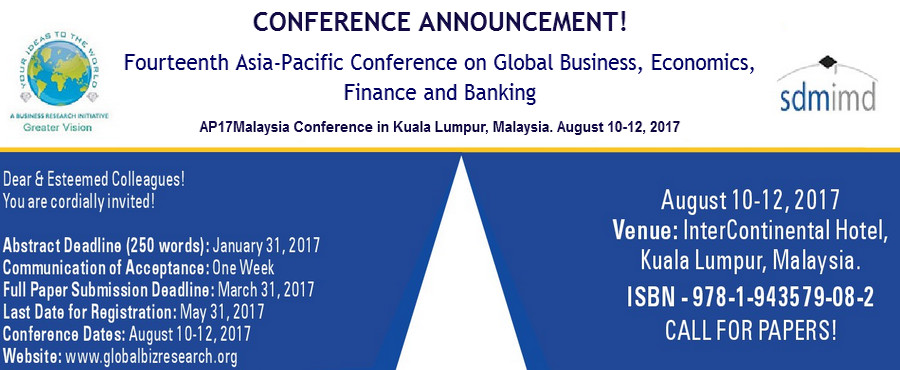 Fourteenth Asia-Pacific Conference on Global Business, Economics, Finance and Banking - AP17Malaysia, Kuala Lumpur, Selangor, Malaysia