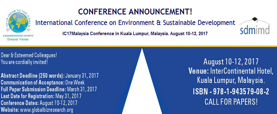 International Conference on Environment & Sustainable Development - IC17Malaysia, Kuala Lumpur, Selangor, Malaysia