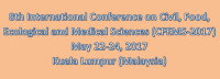 8th International Conference on Civil, Food, Ecological and Medical Sciences (CFEMS-2017)