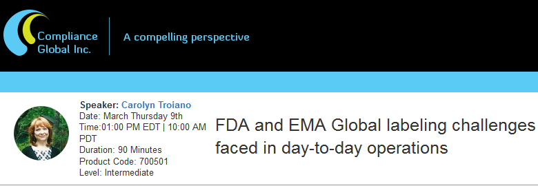 FDA and EMA Global Labeling Challenges Faced in Day-To-Day Operations, New York, United States