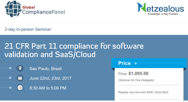 21 CFR Part 11 compliance for software validation and SaaS/Cloud - Brazil, Sao Paulo, Brazil