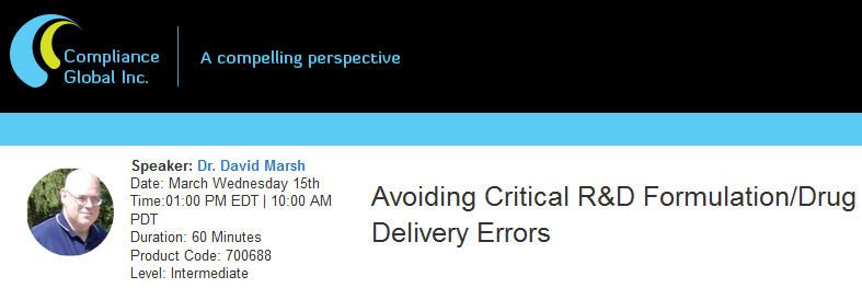 Avoiding Critical R&D Formulation/Drug Delivery Errors, New York, United States