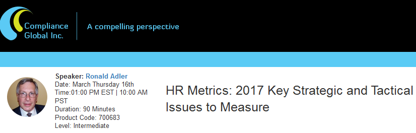 HR Metrics: 2017 Key Strategic and Tactical Issues to Measure, New York, United States