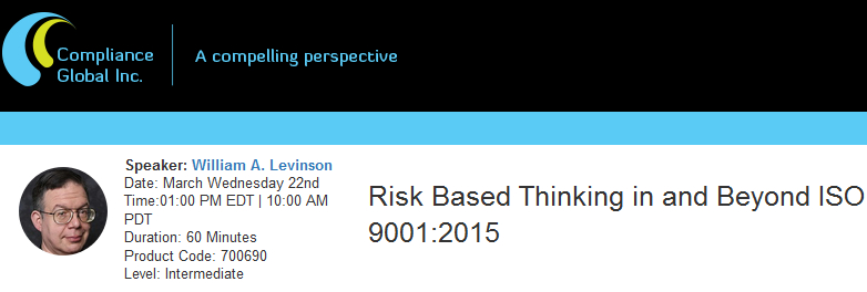 Risk Based Thinking in and Beyond ISO 9001:2015, New York, United States