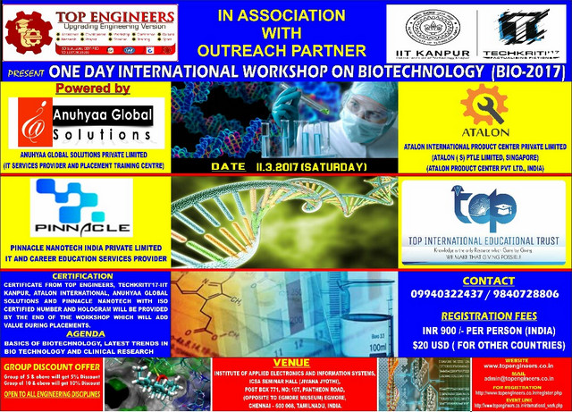 One Day International Workshop on Biotechnology (BIO-2017), Chennai, Tamil Nadu, India