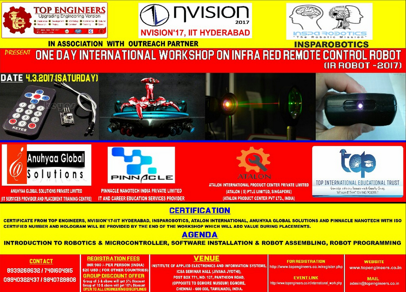 One Day International Workshop On Infra-Red Remote Control Robot (IR ROBOT 2017), Chennai, Tamil Nadu, India