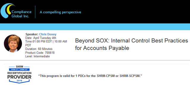 Beyond SOX: Internal Control Best Practices for Accounts Payable, New York, United States