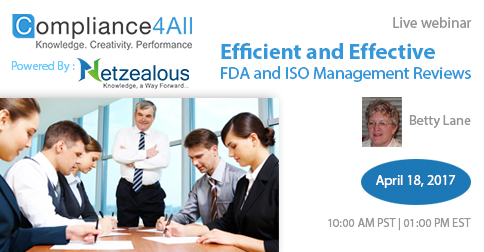 Effective FDA and ISO Management Reviews - 2017, Fremont, California, United States