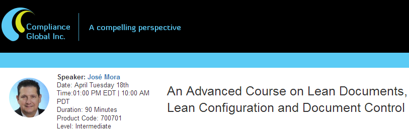 An Advanced Course on Lean Documents, Lean Configuration and Document Control, New York, United States