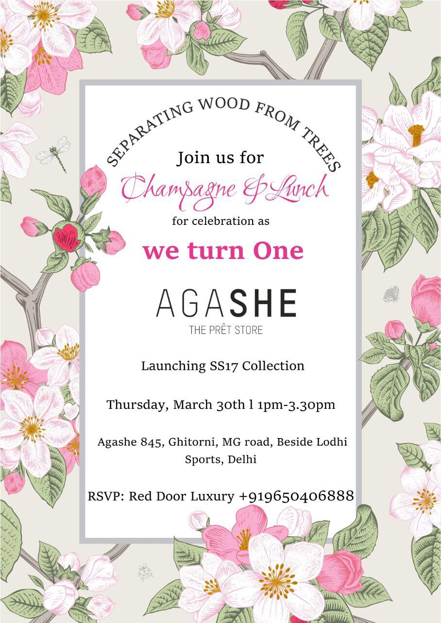 Agashe-The Multi Designer Pret Store invites you to their 1st Anniversary celebration, Gurgaon, Haryana, India