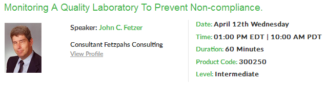 Monitoring a Quality Laboratory to Prevent Non-Compliance, New York, United States