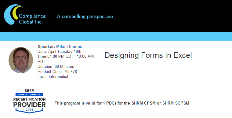 Designing Forms in Excel, New York, United States