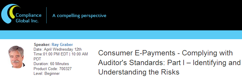 Consumer E-Payments - Complying with Auditor's Standards: Part I – Identifying and Understanding the Risks, New York, United States
