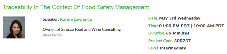 Traceability in the context of food safety management, New York, United States