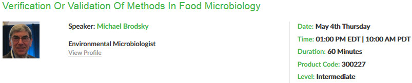 Verification or Validation of Methods in Food Microbiology, New York, United States
