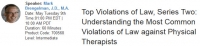 Understanding the Most Common Violations of Law against Physical Therapists