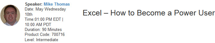 Excel – How to Become a Power User, New York, United States