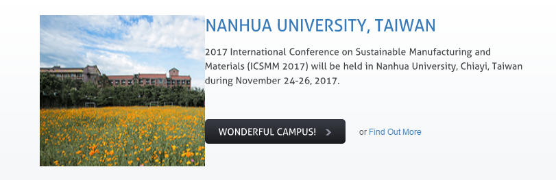 2017 International Conference on Sensors, Materials and Manufacturing (ICSMM 2017)-EI Compendex, Scopus, Chiayi, Taiwan