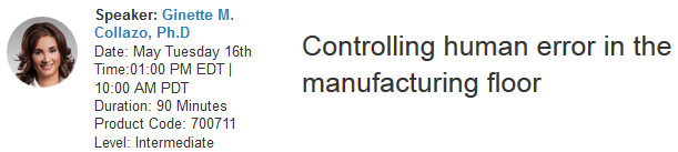 Controlling human error in the manufacturing floor, New York, United States