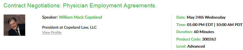 Contract Negotiations: Physician Employment Agreements., New York, United States
