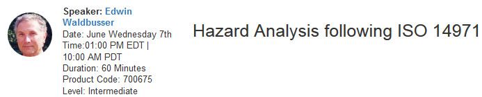 Hazard Analysis following ISO 14971, New York, United States