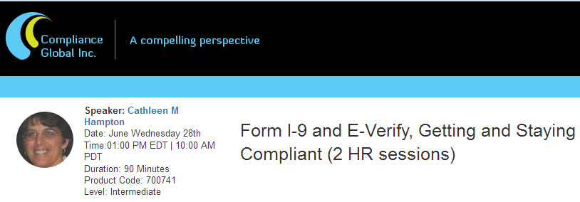 Form I-9 and E-Verify, Getting and Staying Compliant (2 HR sessions), New York, United States
