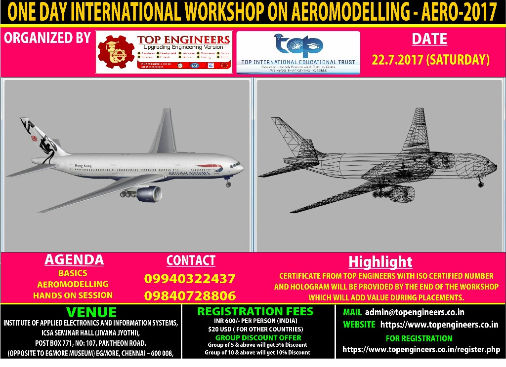 One Day International Workshop on Aeromodelling (AERO-2017), Chennai, Tamil Nadu, India