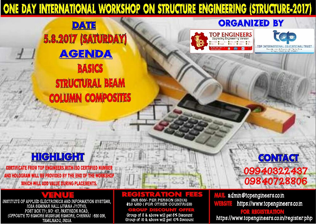 One Day International Workshop on Structure Engineering (STRUCTURE-2017), Chennai, Tamil Nadu, India