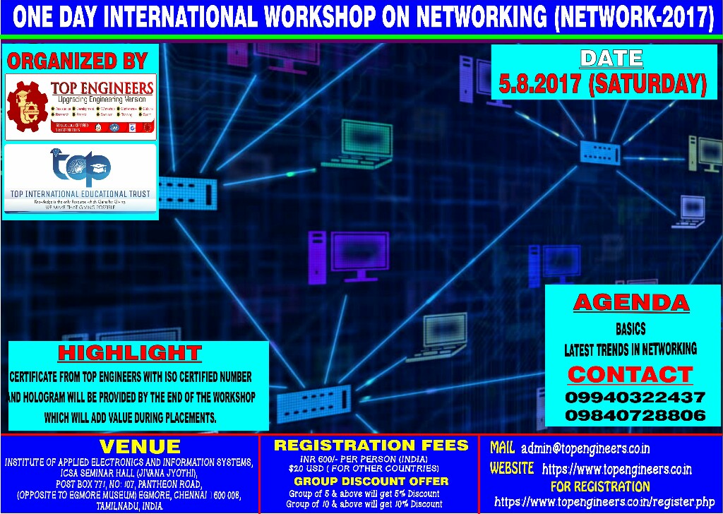 One Day International Workshop on Networking (NETWORK-2017), Chennai, Tamil Nadu, India