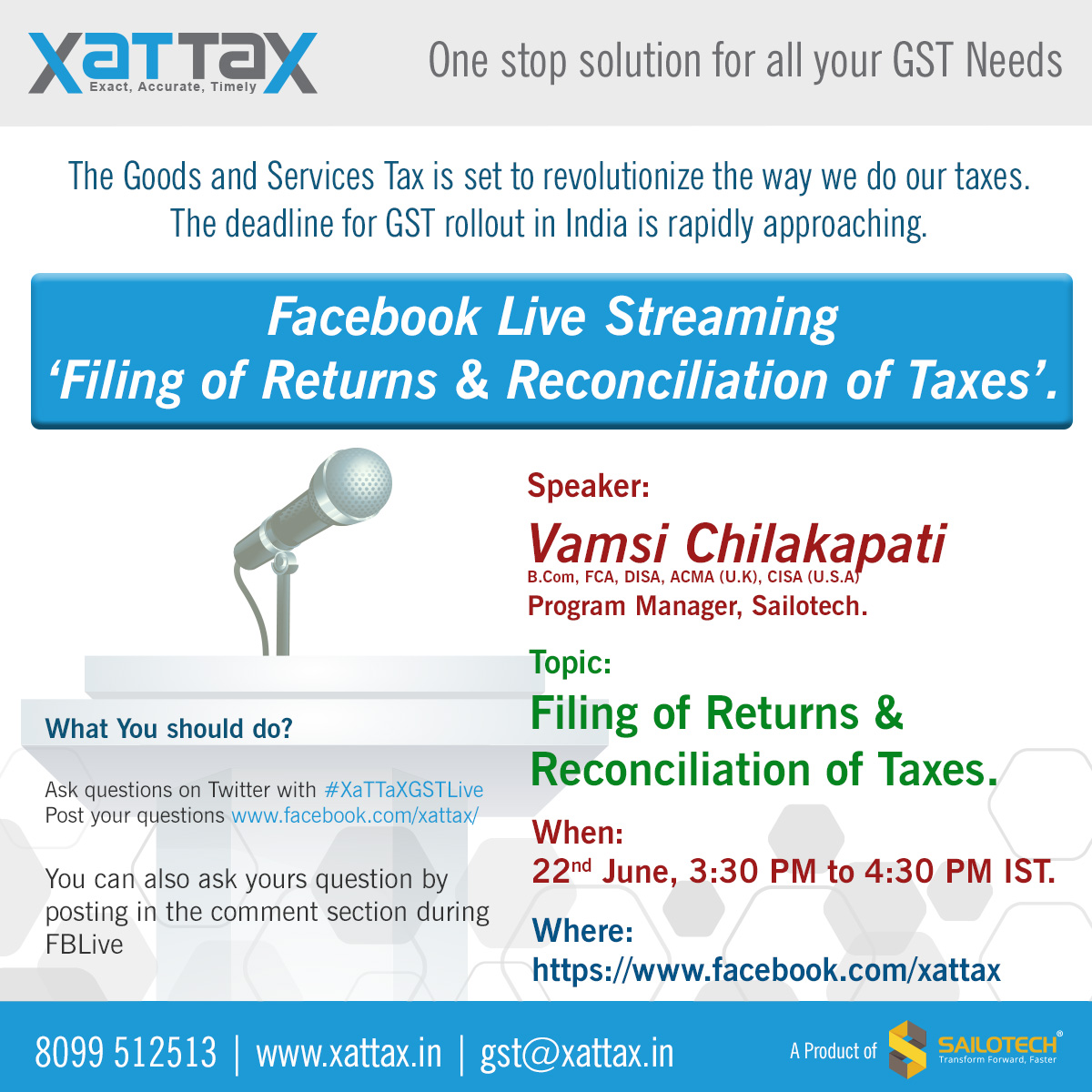 Facebook Live Streaming on 'Filing of Returns & Reconciliation of Taxes., Hyderabad, Telangana, India
