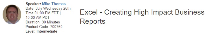 Excel - Creating High Impact Business Reports, New York, United States