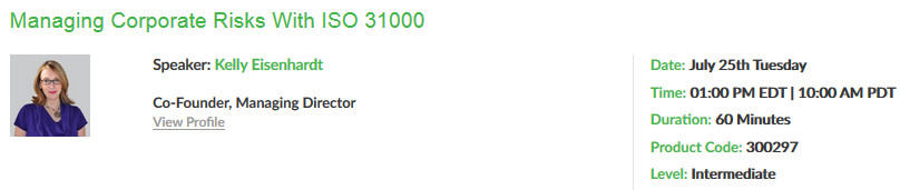 Managing Corporate Risks with ISO 31000, New York, United States