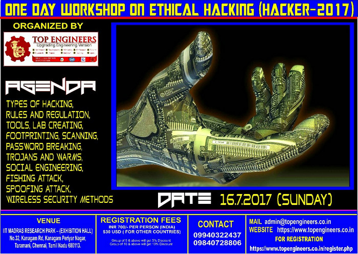 One Day Workshop on Ethical Hacking (HACKER - 2017), Chennai, Tamil Nadu, India