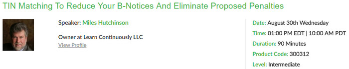 TIN Matching to Reduce Your B-Notices and Eliminate Proposed Penalties, New York, United States