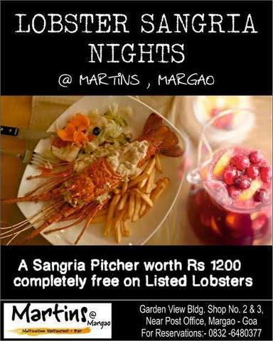 Lobsters & Sangria at Martin’s Restaurant, Goa, India
