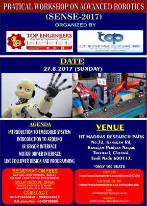 Practical Workshop on Advanced Robotics Sense 2017, Chennai, Tamil Nadu, India