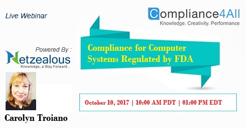 Compliance for Computer Systems Regulated by FDA - 2017, Fremont, California, United States