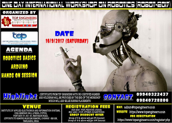 One Day International Workshop on Robotics (ROBOT-2017), Chennai, Tamil Nadu, India