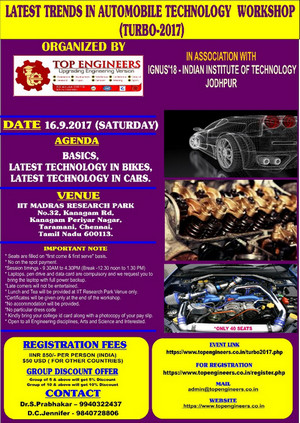 Latest Trends in Automobile Technology Workshop (TURBO-2017), Chennai, Tamil Nadu, India