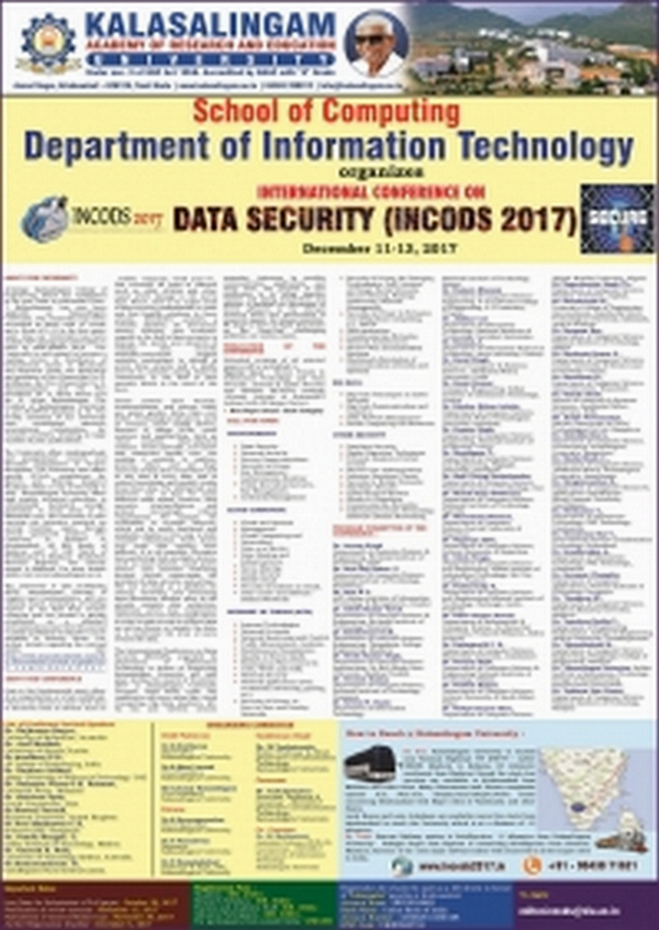 INTERNATIONAL CONFERENCE ON DATA SECURITY, Madurai, Tamil Nadu, India
